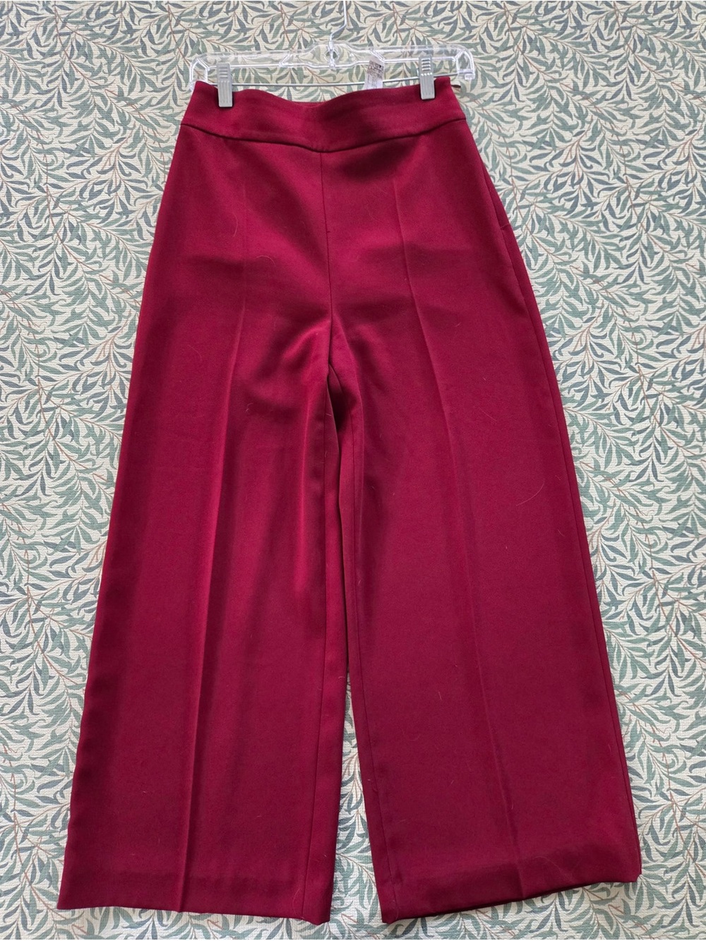 Zara Wide-Leg Pants in Deep Burgundy - Picture 3 of 4